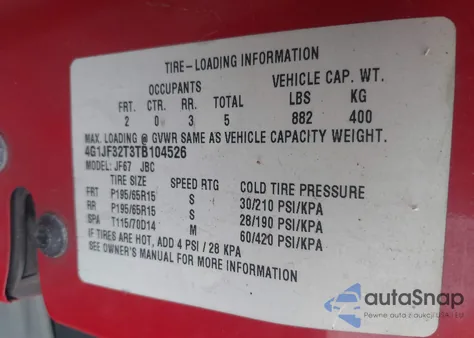 1996 Chevrolet Cavalier Ls from USA, damaged, VIN 4G1JF32T3TB104526